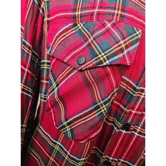 2/$35-Sanctuary Plaid Long Sleeve Snap Button Boyfriend Shirt Pockets - Women M - Picture 7 of 11